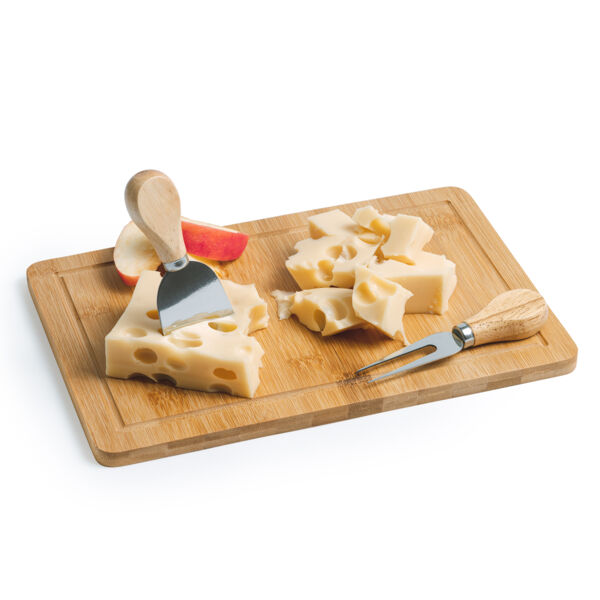 Rectangular bamboo chopping board with juice rim. Thumbnail