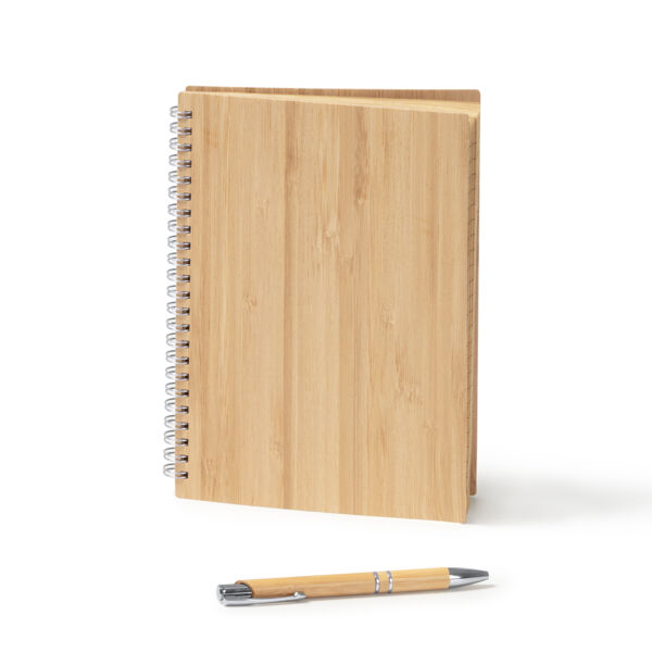 A5 bamboo notebook and pen set. Thumbnail