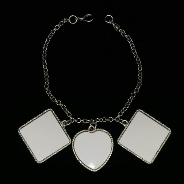 Bracelet With Two Square And One Heart Charms Thumbnail